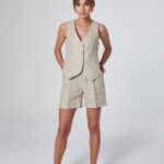 bezowy komplet z lnu