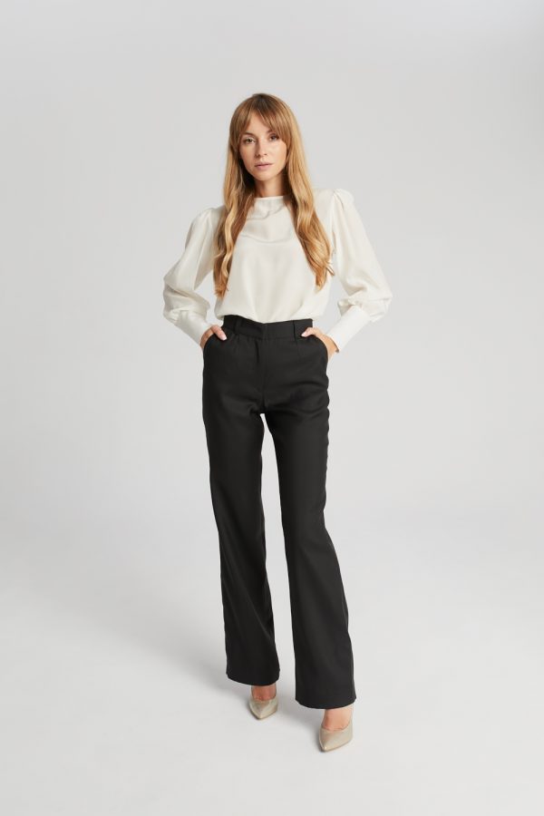 Czarne spodnie z wełny Porto