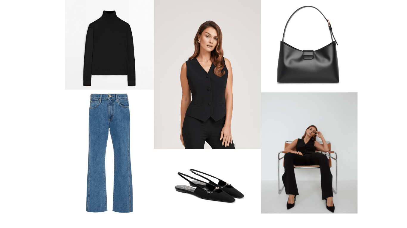 stylizacje na jesien kamizelka garniturowa