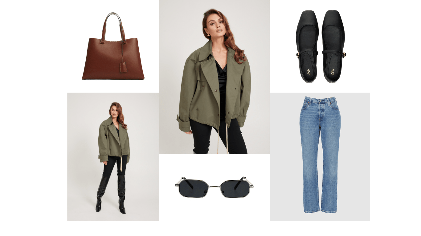 stylizacje na jesien kurtka bomberka oversize khaki casual style