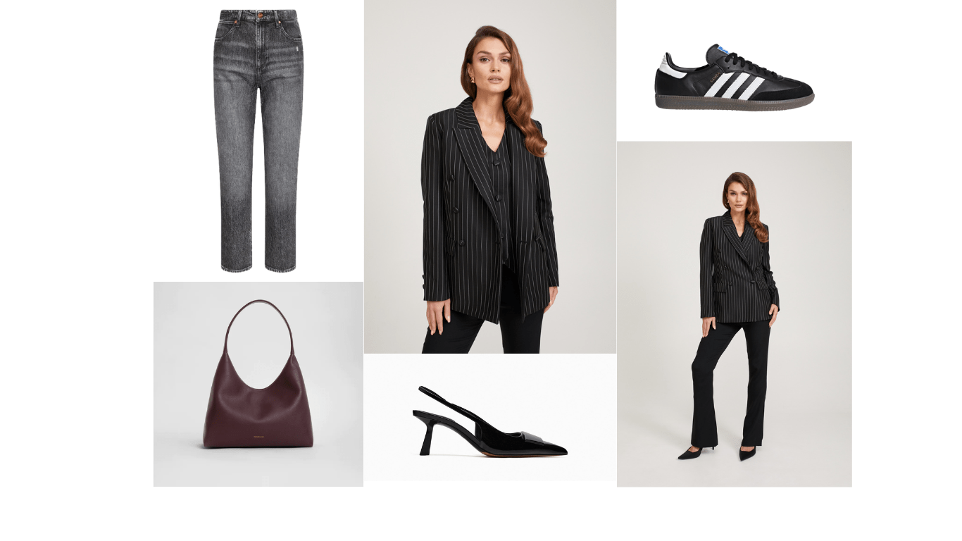 stylizacje z marynarka w paski do biura na co dzien