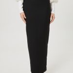 czarna spodnica maxi z welny z rozcieciem