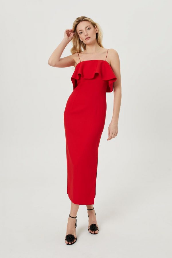 dluga elegancka czerwona sukienka amber 