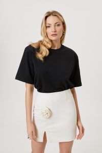 T-shirt oversize czarny Gini bawełna