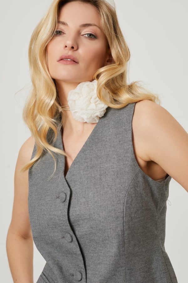 szara kamizelka damska roza