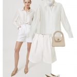 stylizacja na lato biale szorty garniturowe koszula
