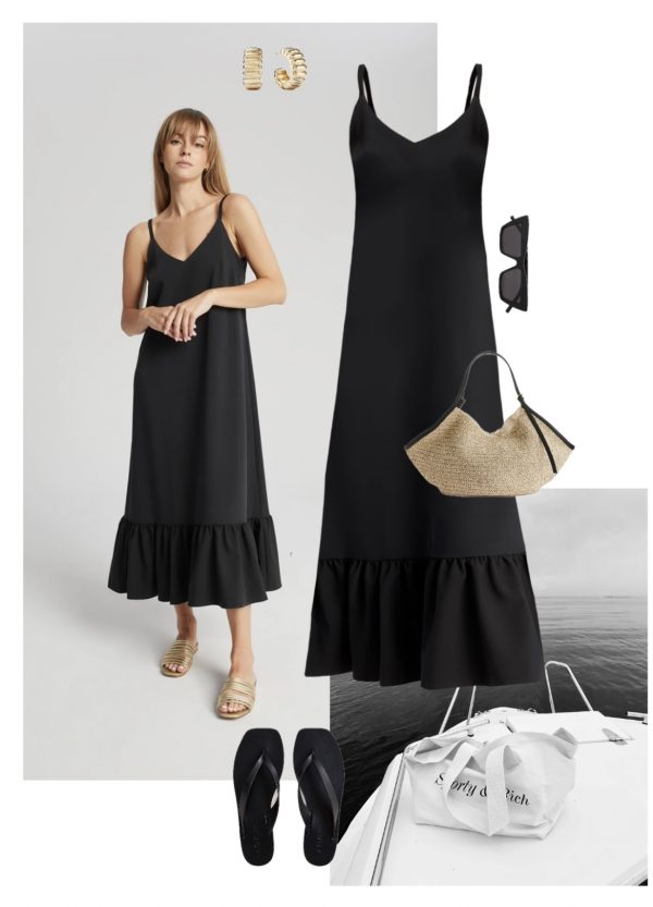 stylizacja na lato czarna maxi sukienka