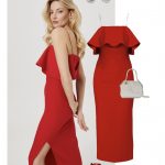 elegancka stylizacja na wesele czerwona sukienka