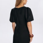 czarna sukienka damska z bufkami midi