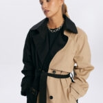 plaszcz henry trencz czarno bezowy stylowy henry