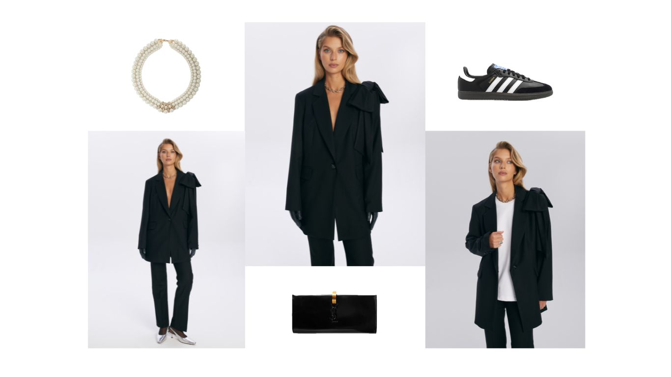 stylizacje z czarna marynarka damski garnitur smart casual