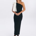 sukienka tiffany z biala kokarda elegancka