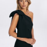 sukienka tiffany z czarna kokarda modna