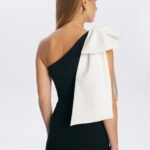 sukienka tiffany z czarna kokarda na specjalne okazje