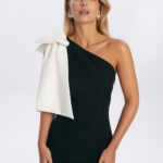 sukienka tiffany z czarna kokarda stylowa