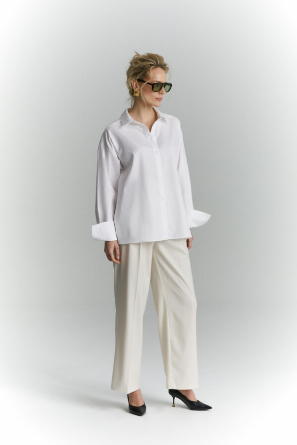 Szerokie spodnie garniturowe Oslo waniliowe