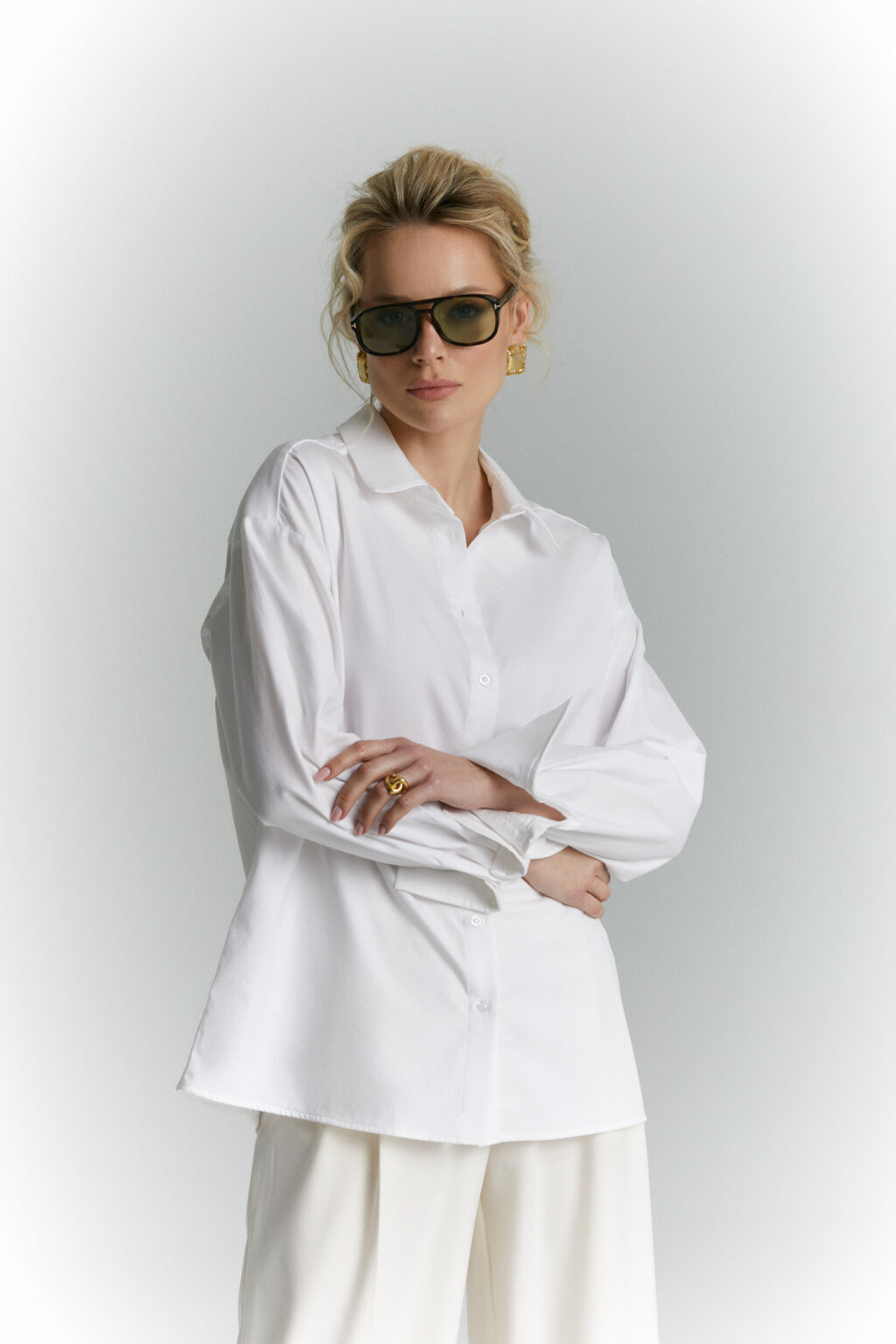 Koszula oversize Siena biala detal