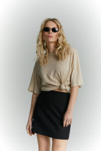 T-shirt lniany Vani beżowy