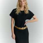 sukienka dluga mira czarna przod