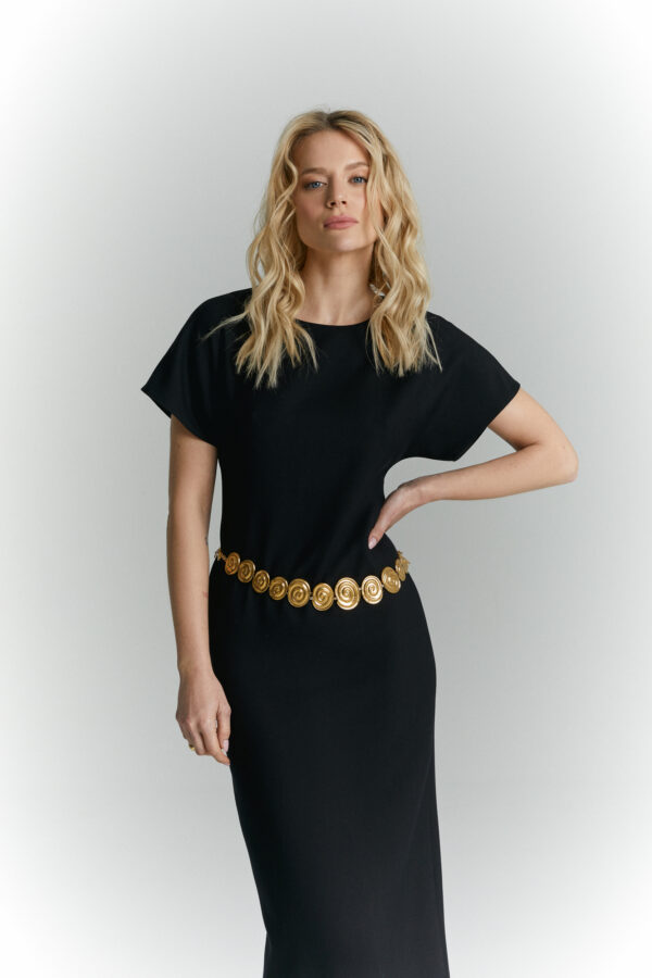 sukienka dluga mira czarna przod