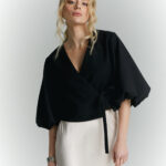 zakiet z bufiastymi rekawami blanka czarny detal