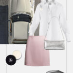 trendy wiosna lato pastele pastelowy roz mini spodniczka biala koszula