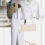 stylizacja na komunie chrzciny uroczystosc spodnica olowkowa elegancka bluzka