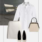 stylizacja do pracy mini spodniczka biala koszula office look