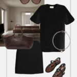 stylizacja na co dzien total black look czarna mini spodniczka czarny tshirt baleriny siateczkowe