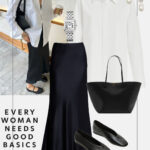 jak stylizowac biala koszule dluga spodnica satynowa baletki minimalizm szafa kapsulowa