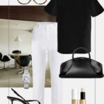 stylizacja do pracy black and white minimalizm biale cygaretki czarny tshirt