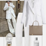 stylizacja na co dzien smart casual biale szerokie dzinsy biala marynarka oversize sneakersy