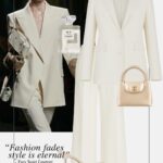 elegancka stylizacja garnitur damski maselkowy zolty butter yellow