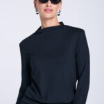 Sukienka-mini-z-szarfą-czarna Harper-przod-detal