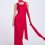 Sukienka-z-szarfą-długa-czerwona-Sonia-przod