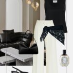 stylizacja-do-pracy-koronkowa-chusta-na-biodrach-czarny-top-szerokie-spodnie