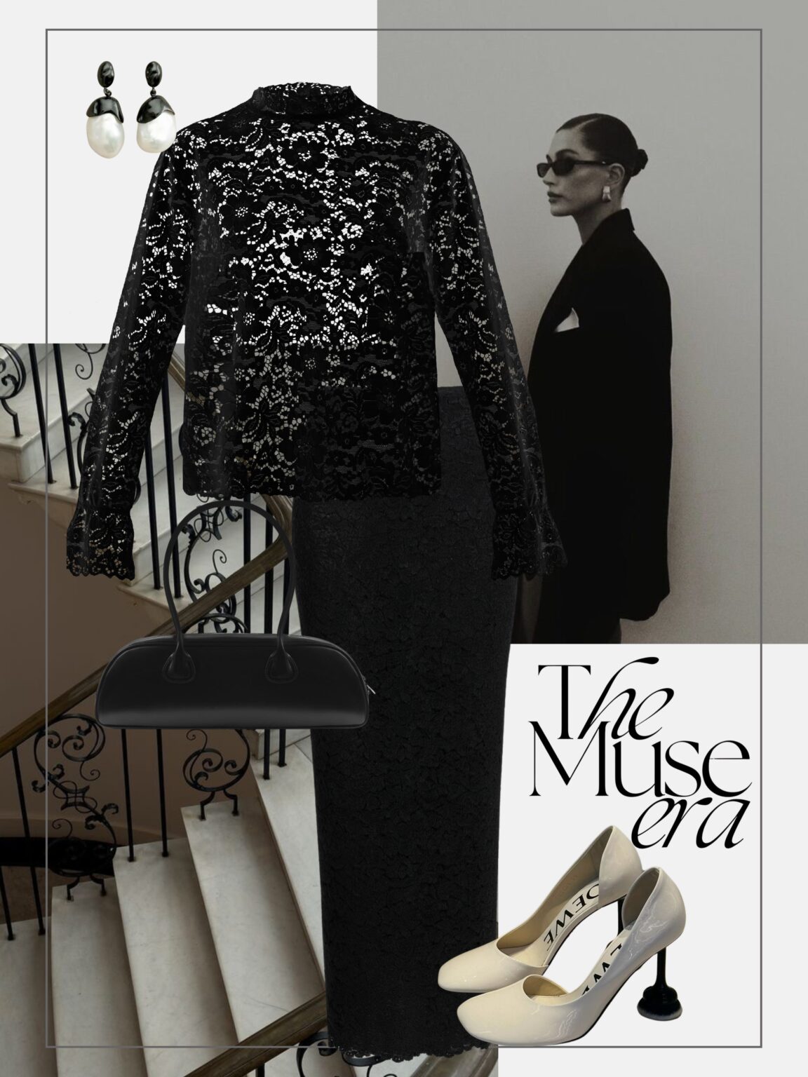 elegancka-stylizacja-wieczorowa-czarna-bluzka-koronkowa-spodnica-maxi-koronka