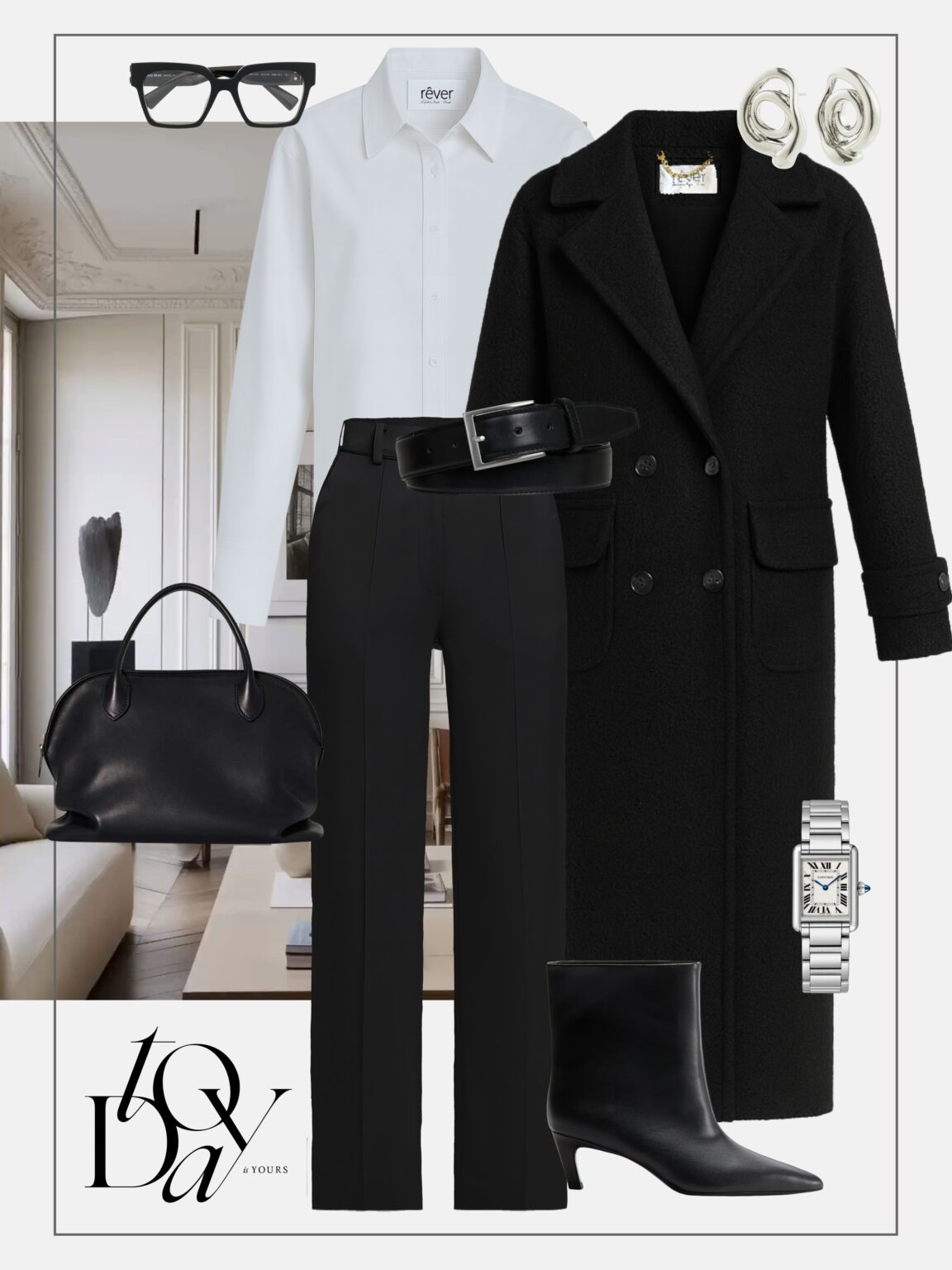 stylizacja-do-pracy-czarny-plaszcz-oversize-biala-koszula-czarne-spodnie-w-kant