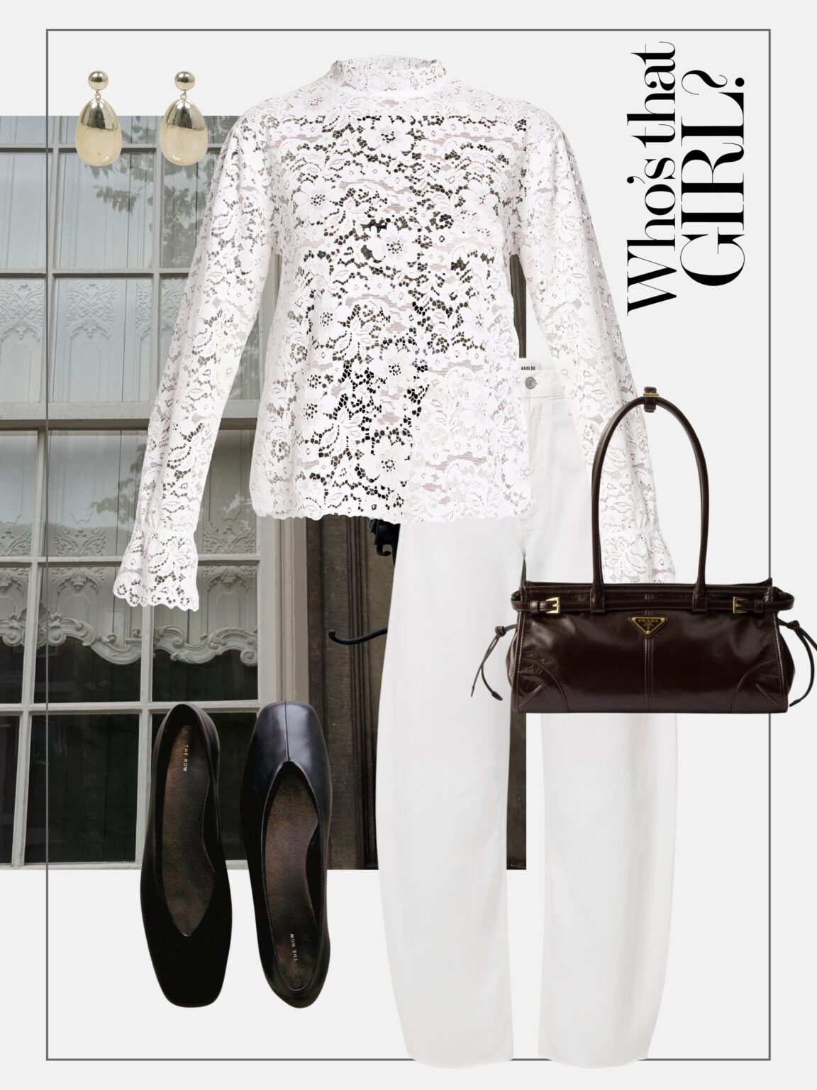 stylizacja-na-co-dzien-biala-koronkowa-bluzka-biale-dzinsy-baleriny