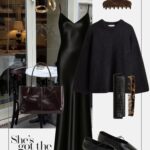 stylizacja-na-co-dzien-czarna-sukienka-maxi-slip-dress-baletki-sweter-francuski-styl