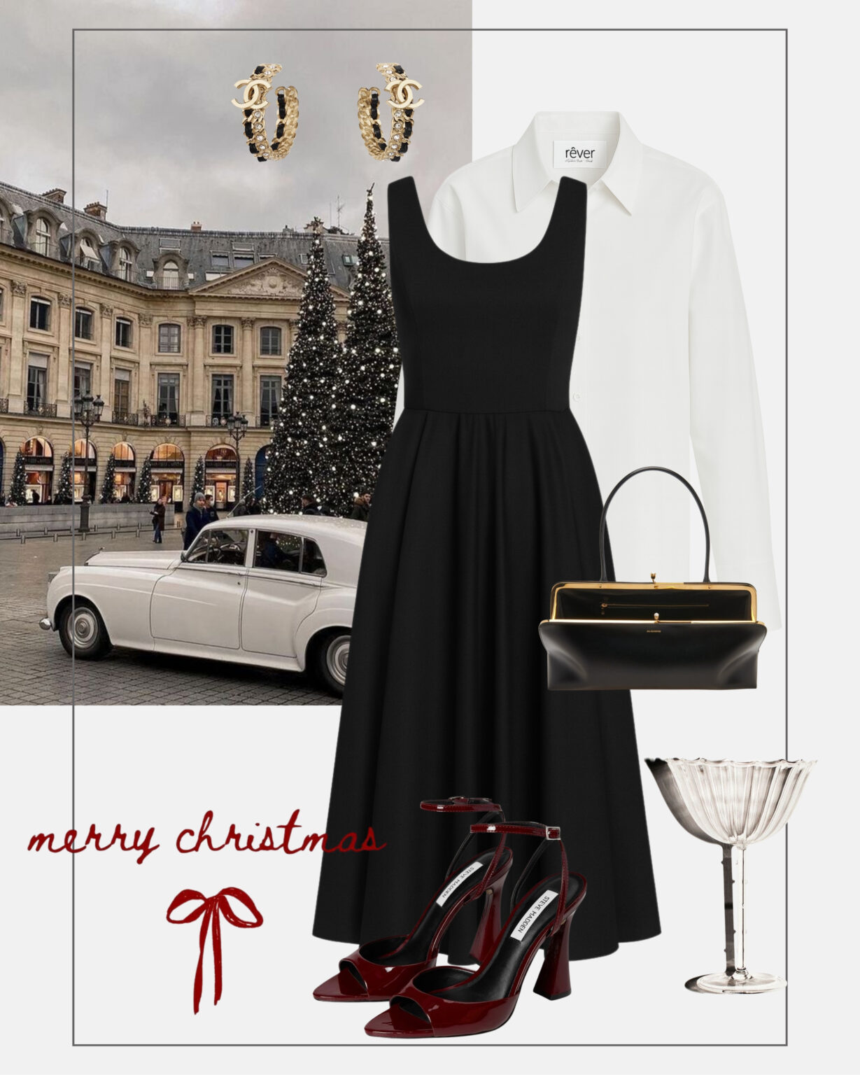 stylizacja-na-swieta-czarna-sukienka-biala-koszula-francuski-szyk-retro-styl