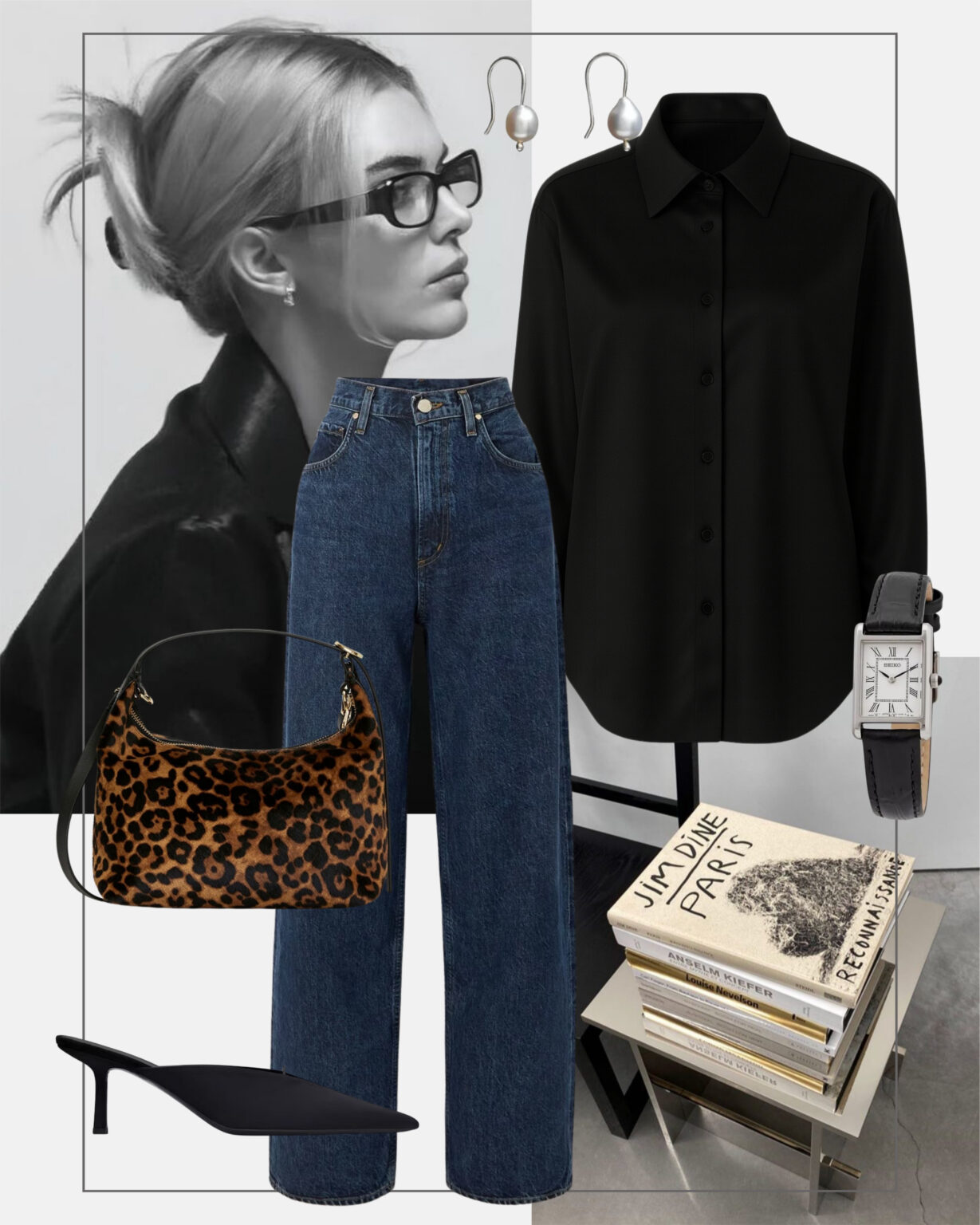 modowa-stylizacja-dzinsy-czarna-koszula-welna-loro-piana-torebka-w-panterke-czarne-szpilki