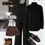 stylizacja-na-co-dzien-czarna-koszula-czarne-luzne-spodnie-sportowe-buty-miumiu-new-balance