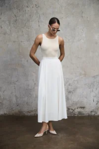 Spódnica midi Adele śmietankowa biel