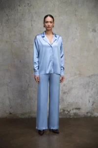 Spodnie satynowe Aura ice blue