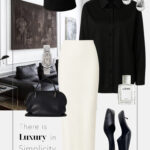 stylizacja-black-and-white-czarna-koszula-smietankowa-spodnica-pillbox-hat-minimalizm-modowy