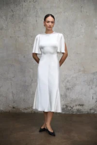 Sukienka Nina midi perłowa biel