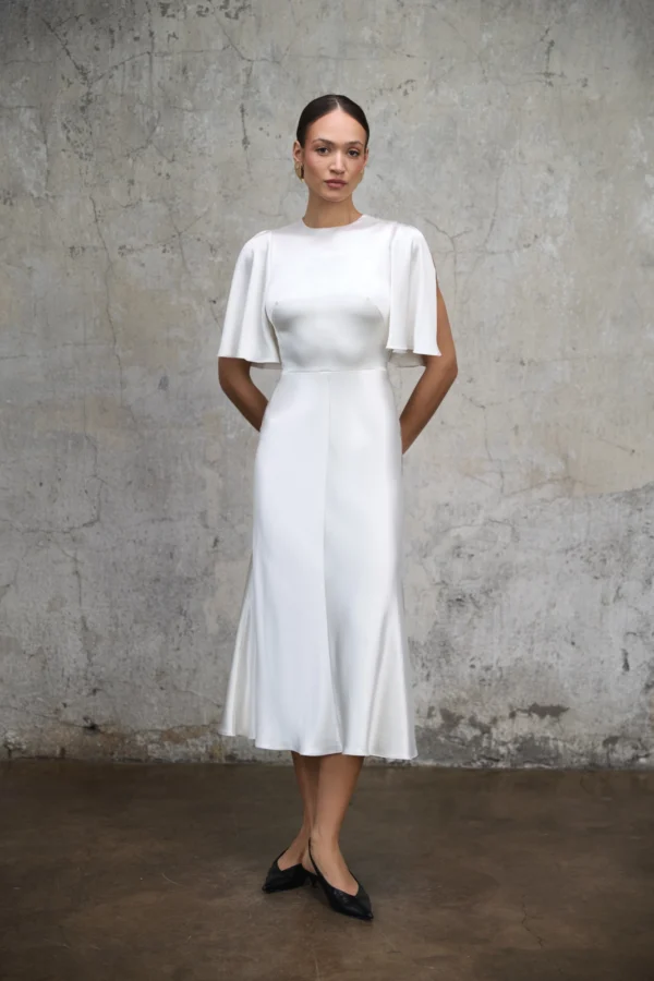 Sukienka Nina midi perłowa biel