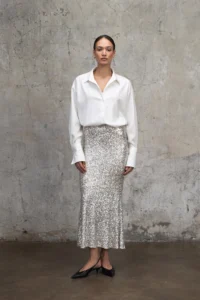 Spódnica cekinowa Vegas srebrno-beżowa