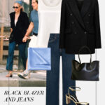 styl-Carolyn-Bessette-Kennedy-czarna-marynarka-denim-dzinsy-okulary